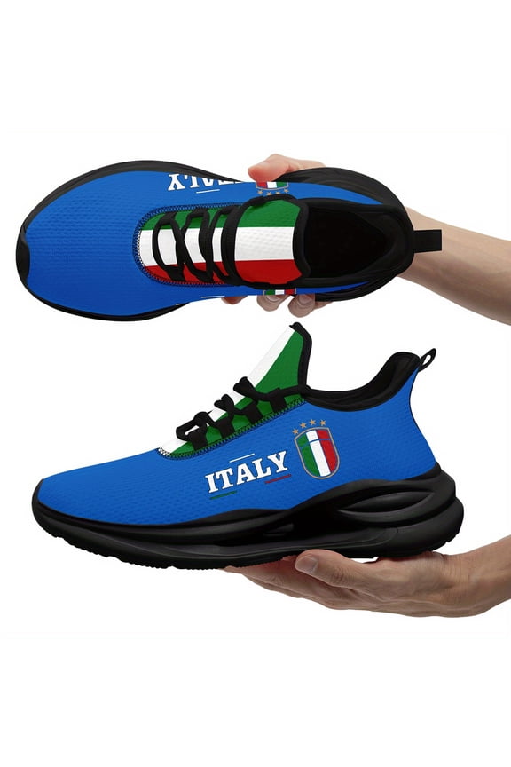 Women's Italy Flag Sneakers - Italian Heritage Design (Green, Red, Blue) with ITALY Text - Breathable Lightweight Running Shoes, Best Trainers - Ideal for Gym, Travel, Casual Attire