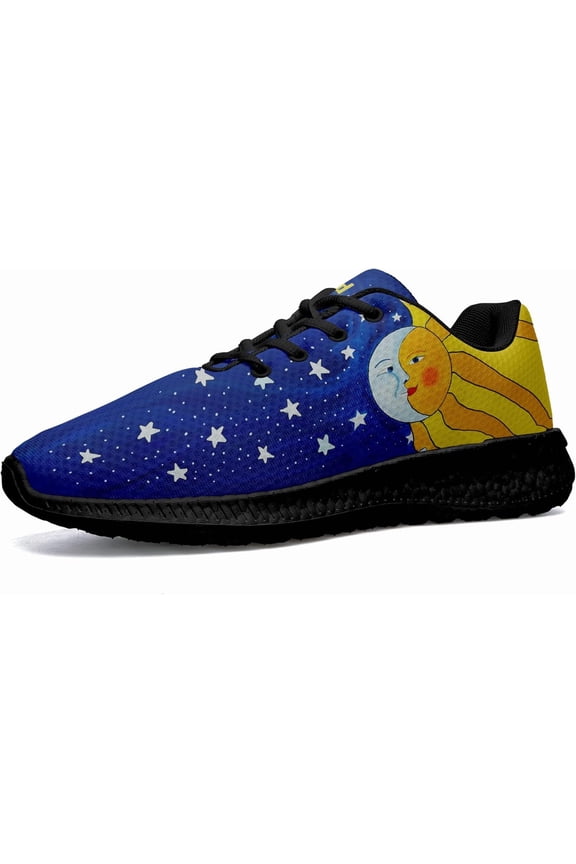 Women's Moon & Sun Running Shoes, Lightweight Breathable Mesh Walking Shoes Personalized Name Sneakers for Men