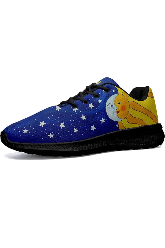 Women's Moon & Sun Running Shoes, Lightweight Breathable Mesh Walking Shoes Personalized Name Sneakers for Men
