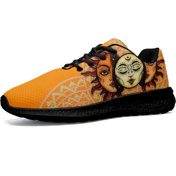 Coolcustomize Women's Moon & Sun Running Shoes, Lightweight Breathable Mesh Walking Shoes Personalized Name Sneakers for Men