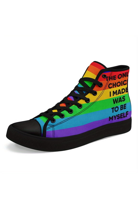 Women's Pride Month Love Theme Casual Sports Sneakers - LGBT Design, Non-Slip Durable Rubber Sole, Breathable Fabric Upper, Lace-Up Walking Shoes for Gym Training & All-Season Wear
