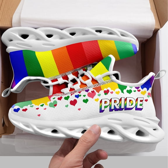 Coolcustomize Women's Pride Month Rainbow LGBT Desgin Casual Sneakers, Casual Trainer Comfortable Soft Sole Sports Running Shoes, Perfect Romantic Gifts