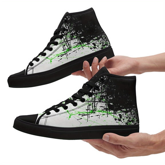 Coolcustomize Women's Spray-Painted Art Rock-Style Sneakers, Unisex Casual Comfortable Soft-Soled Casual Shoes, High Top Casual Boots Suitable For Everyday Wear, Skateboarding, And Music Festivals