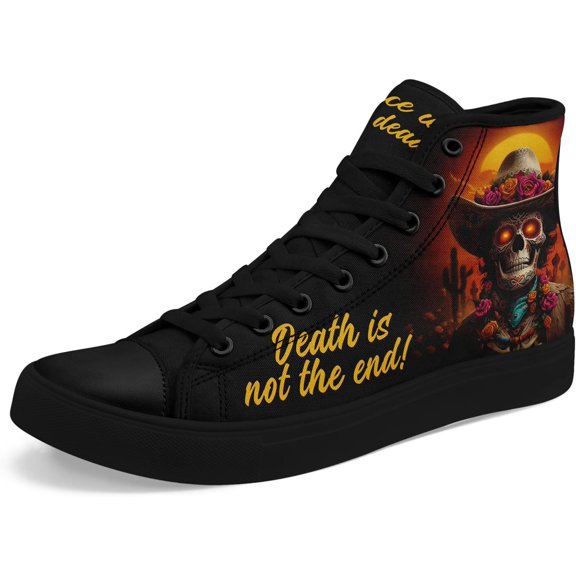 Coolcustomize Women's Sugar Skull Canvas Sneakers - Mexican Catrina Art Fashion Shoes Gothic and Folk Art Casual High Tops