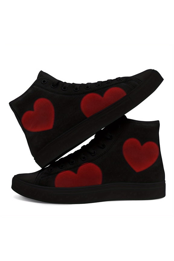 Women's Sweetheart Design Canvan Shoes, Unisex Stylish High-top Sneakers with Heart Patterns, Ideal for Sports, Casual Outfits, Festive Occasions, Perfect Gift for Fashion Lovers