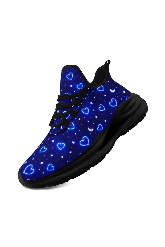 Women's Trendy Valentine Starry Heart & Moon-Inspired Tennis Shoes | Breathable Wide Fit, Lightweight Sneakers for Lifestyles, Low Top, Fabric Upper, EVA Sole, Lace-up Athletic Shoes