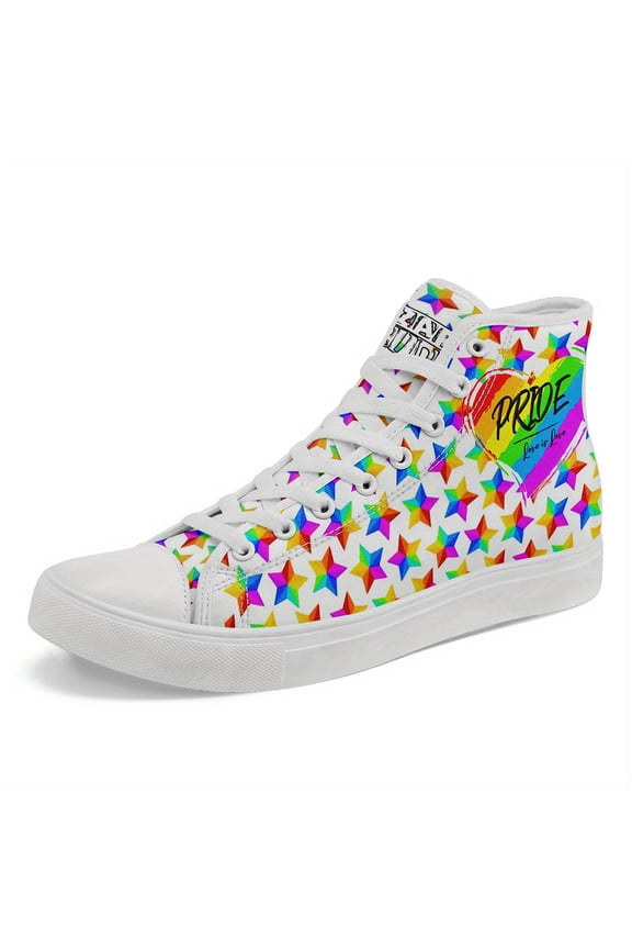 Womens Pride Month Love Heart Stylish Sneakers, Rainbow Dreamy Star Design Casual Shoes, Pride Celebrations, Ladies' Casual Boots, Summer Festivals, Perfect Gift for Lovers & Friends