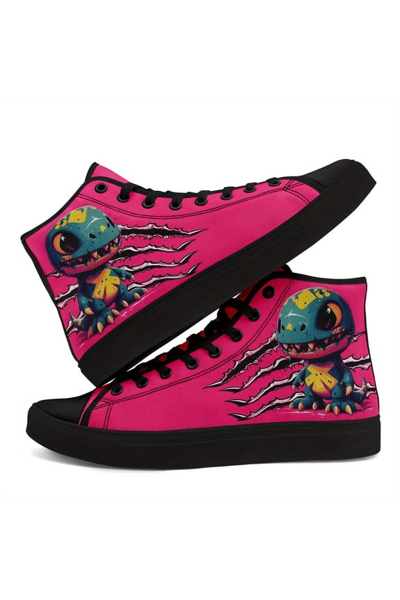 Y2K Monster Style High-Top Sneakers for Men, Neon  Shoes with Cute Chaos Dino & Claw Marks, Trendy Casual Urban Wear Shoes for Daily Wear, Sport Walking Shoes Suitable for Women