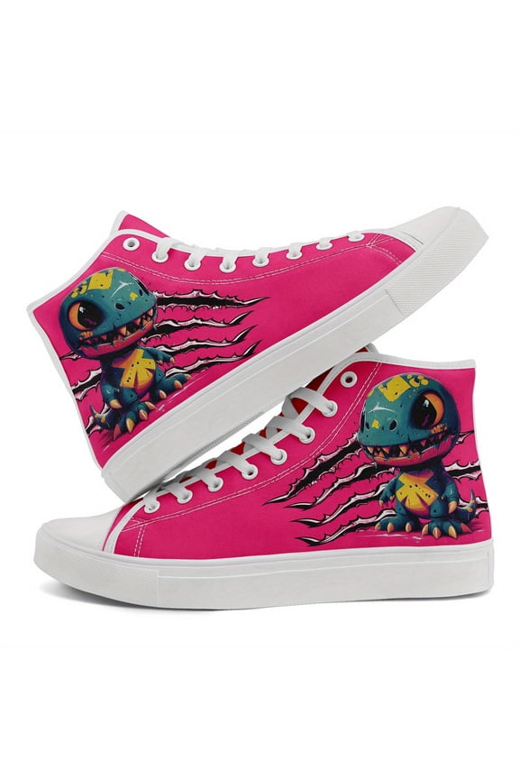 Y2K Monster Style High-Top Sneakers for Men, Neon  Shoes with Cute Chaos Dino & Claw Marks, Trendy Casual Urban Wear Shoes for Daily Wear, Sport Walking Shoes Suitable for Women