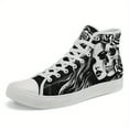 thumbnail image 1 of Coolcustomize toMen's Gothic Punk Shoes, Plus Size High-Top Sneakers, Black & White Gothic Woman face Floral pattern - Cushioned Rubber Sole, Athletic Couple Shoes for Men, Dressy Shoes, 1 of 11