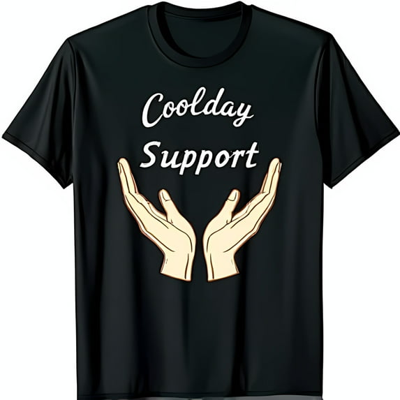 Coolday Support Black T-Shirt with White Graphic & Cupped Brown Hands