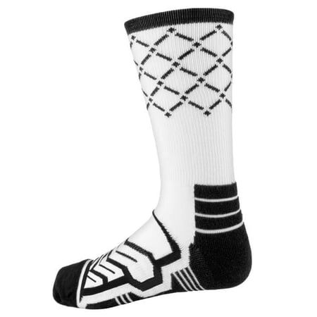 Cooldry Light Compression Crew Basketball Socks, White/Black, Large
