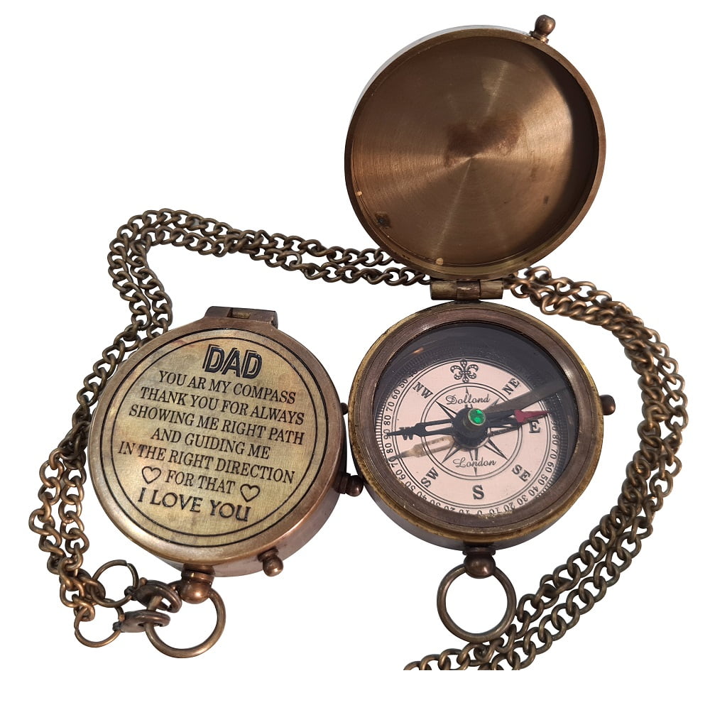 CoolectiblesBuy Vintage Nautical Brass Engrave Compass Quote for Dad Pocket Camping & Hiking Maritime Gift for Father