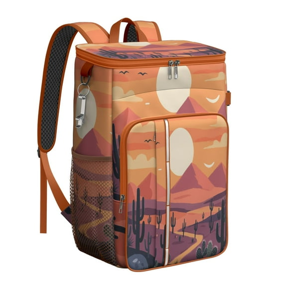 Cooler Backpack 26 Cans Cactus Desert Lunch Backpack Leak Proof Travel Camping Lunch Backpack Outdoor Cutlery Backpack for Camping Hiking