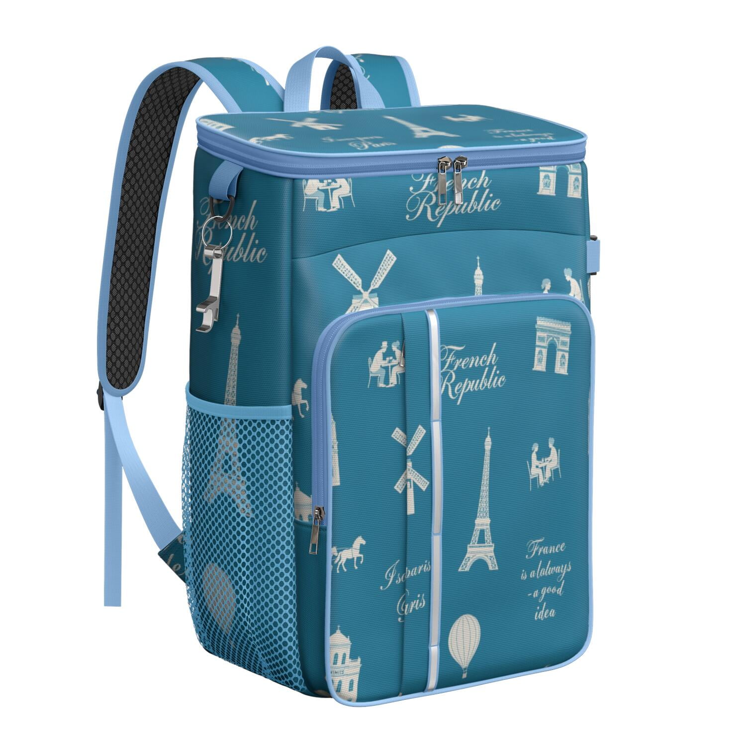 Cooler Backpack 26 Cans Eiffel Tower Lightweight Insulated Backpack Cooler Leak Proof Travel Camping Lunch Backpack Outdoor Cutlery Backpack for Men Women