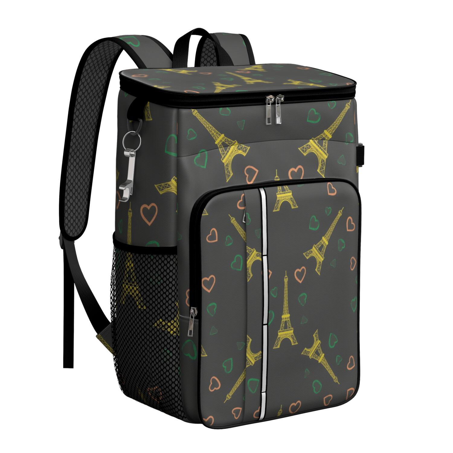Cooler Backpack 26 Cans Eiffel Tower Lightweight Insulated Backpack Cooler Leak Proof Travel Camping Lunch Backpack Outdoor Cutlery Backpack for Men Women