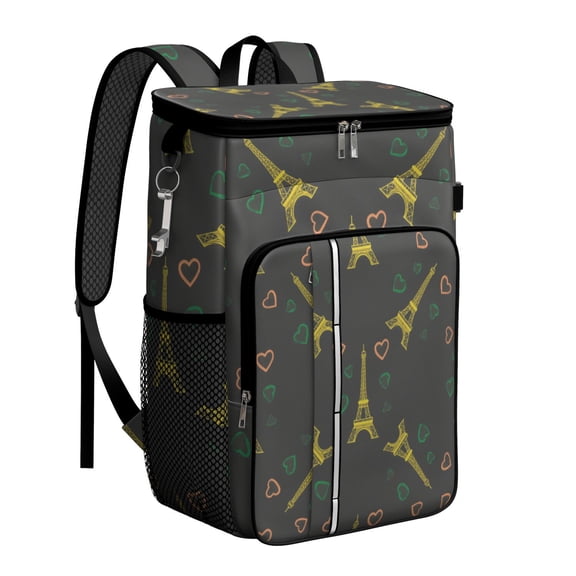 Cooler Backpack 26 Cans Eiffel Tower Lightweight Insulated Backpack Cooler Leak Proof Travel Camping Lunch Backpack Outdoor Cutlery Backpack for Men Women