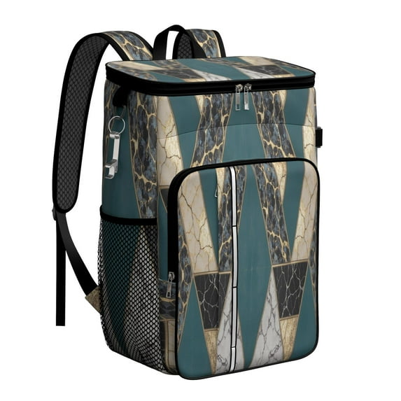 Cooler Backpack 26 Cans Insulated Backpack Cooler for Men & Women,marble Modern Geometric Flowers Abstract Lunch Backpack for BBQ Camping Beach