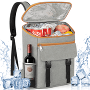 Cooler Backpack, 35 Cans Large Capacity Camping Cooler Bag, Insulated Leakproof Waterproof Backpack W/ 2 Insulated Thermal Pockets, Lightweight Travel Camping Beach Backpack, Cooler Ice Chest