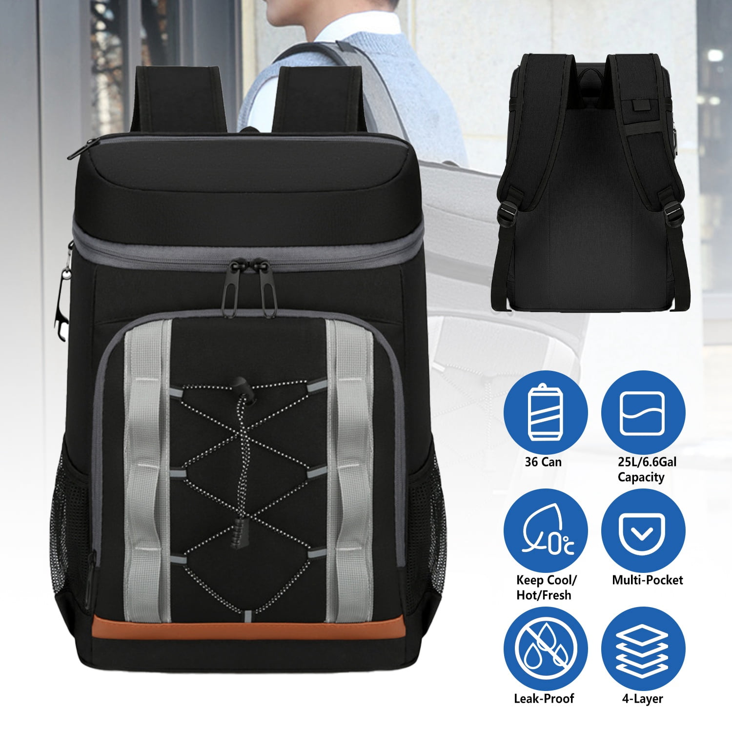 Cooler Backpack 36 Can, Leakproof Insulated Cooler Backpack 