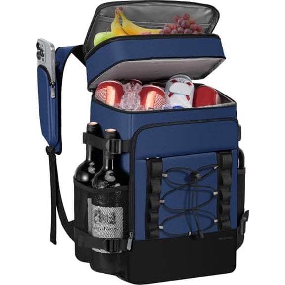 Cooler Backpack - 40 Cans Insulated Backpack Cooler for Men & Women, Portable 2 Leak Proof Compartments Coolers Bag for Beach Travel Picnic Lunch Hiking BBQ Camping 28L,Dark Blue