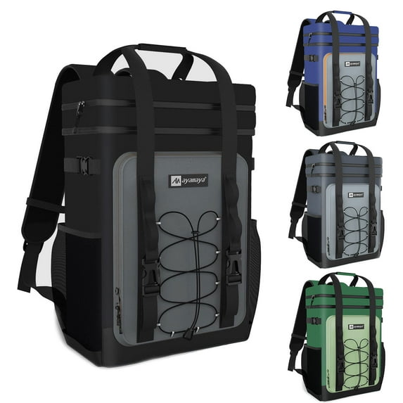 Cooler Backpack, 40 Cans Leakproof Insulated Travel Cooler with Padded Top Handle & Mesh Pocket for Camping Travel Beach Picnics (Black)