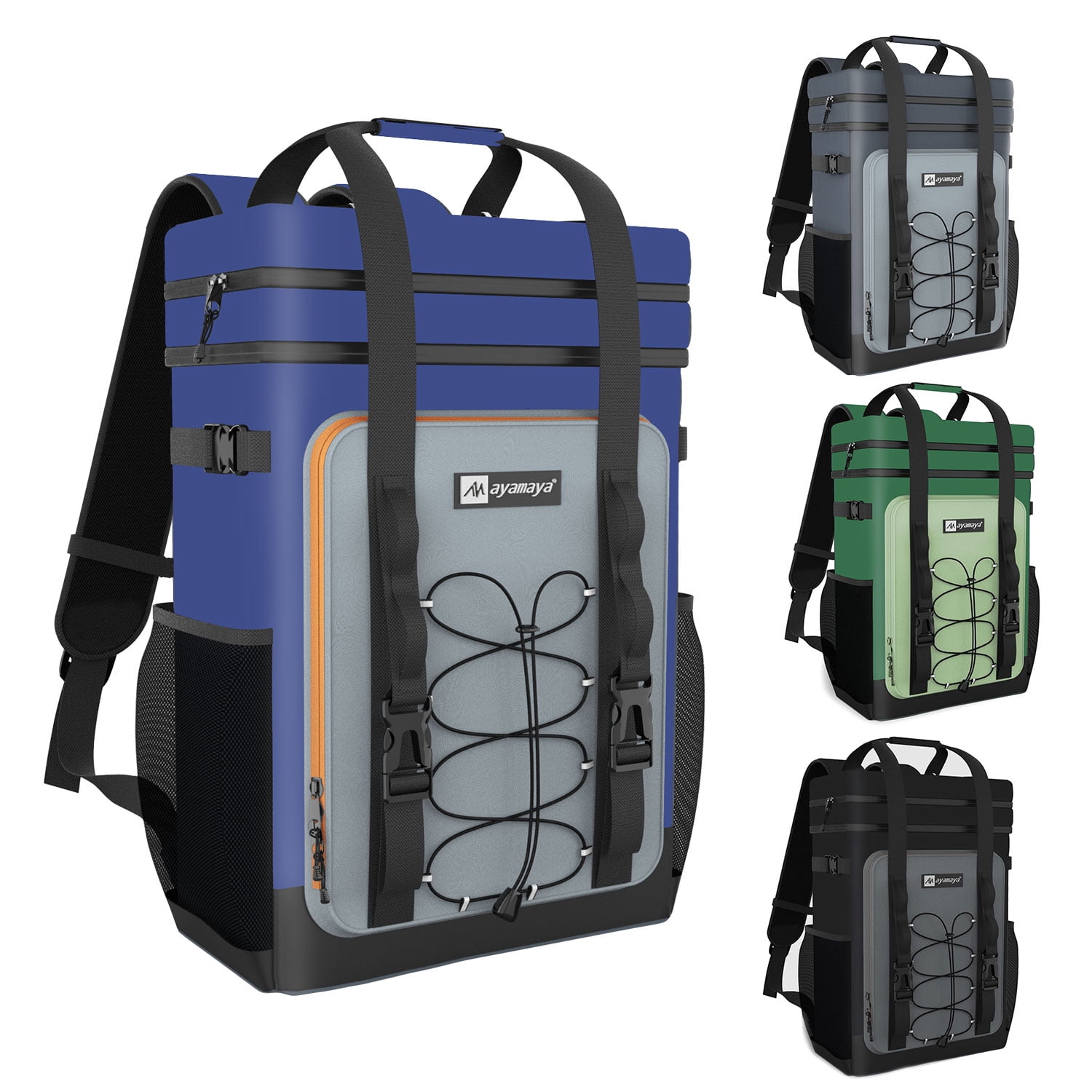 Cooler Backpack, 40 Cans Leakproof Insulated Travel Cooler with Padded Top Handle & Mesh Pocket for Camping Travel Beach Picnics (Blue)