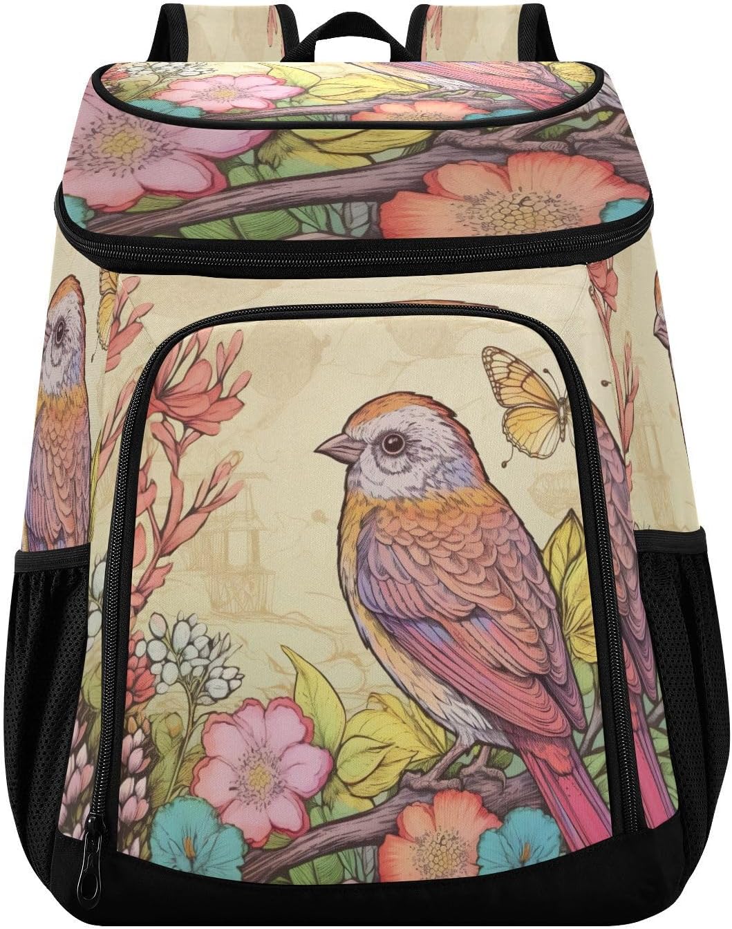 Cooler Backpack Bird and Flowers Waterproof Insulated Cooler Backpack ...