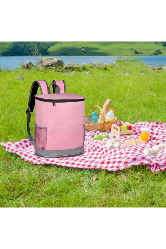 Cooler Backpack With Compartments Leakproof Insulated Lunch Bag With Adjustable Shoulder Straps Thermal Backpack For Camping Outdoor Activities(Red-29X33Cm)