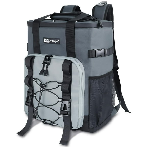 Cooler Backpack, HOMEYA 24 Cans Insulated Lunch Backpack Cooler Leakproof, Keeps Hot/Cold for Up to 16 Hours, Lightweight Waterproof Beach Travel Camping Cooler Bag for Men and Women, Gray