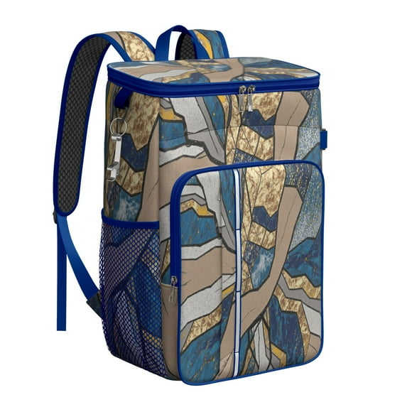 Cooler Backpack Insulated Backpack Cooler for Men & Women,marble Modern Geometric Flowers Abstract Lunch Backpack for Road Trips