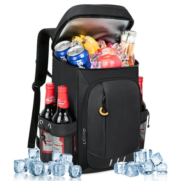 Cshidworld Cooler Backpack Soft Insulated Leak Proof 40 Cans Insulated Backpack Cooler Portable Picnic Camping Beach Hiking BBQ Lunch Backpack for Men and Women, Black