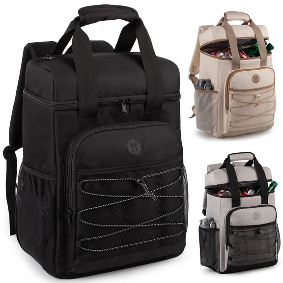 Cooler Backpack for Women Men, with Padded Top Handle Cooler Bag, Lightweight Back Pack Cooler Insulated Leak Proof, Large Capacity Ice Chest Beach Camping Picnic Fishing Hiking-Black