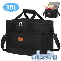 Cshidworld Cooler Bag 48 Cans Collapsible Soft Cooler Large Insulated Soft Sided Cooler Bag, 35L Insulated Bag Portable Ice Chest Box for Lunch Drink Beverage Beach Travel Camping Picnic, Black