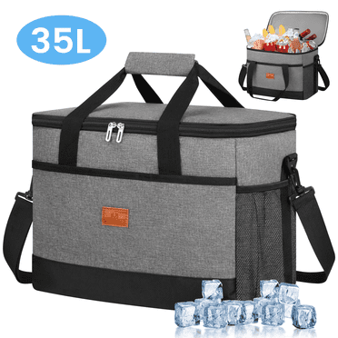 Cooler Bag 48 Cans Collapsible Soft Cooler Large Insulated 100% Leakproof Soft Sided Cooler Bag, 35L Insulated Bag Portable Ice Chest Box for Lunch Drink Beverage Beach Travel Camping Picnic, Gray