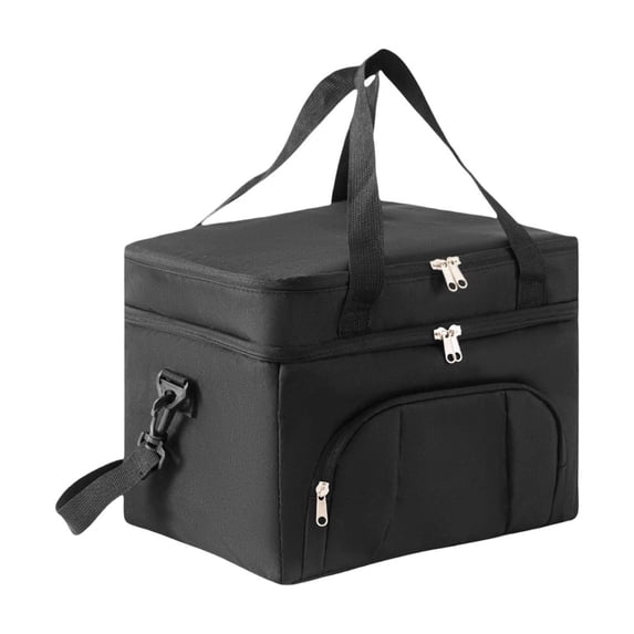 Cooler Bag Double Deck - Leakproof Insulated Portable Soft Lunch Cooler, Extra Large Expandable Ice Chest Cooler for Beach, Picnic, Camping, Shopping, Black