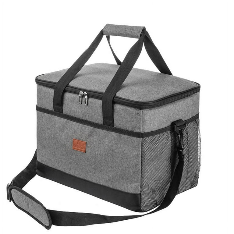 Cooler Bag, Large Soft Sided Cooler Bags 48 Can Insulated Lunch Bag  Leakproof Collapsible with Bottle Opener & Shoulder Strap, Lunch Box Cooler  48L for Camping Beach Picnic Travel(Gray) 