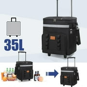 Cooler Bag Wheeled, Telescopic Handle Ice Bag For Outdoor Picnic, Large Capacity Rolling Cooler with Wheels, Collapsibles Leakproof Portable Ice Packs for Camping Picnic Beach Travel
