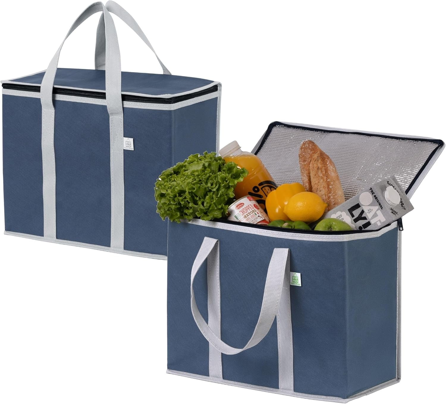 2 Pack Insulated Cooler Bags 35L - Thermal Delivery Bags With Dual Zipper For Food & Groceries