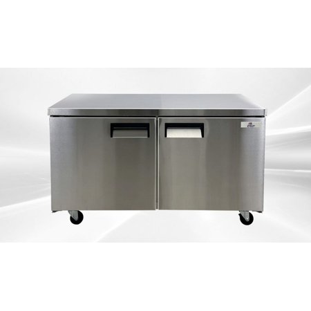 Cooler Depot 61 In. 14 Cu. ft Stainless Steel Commercial 2 doors Under Counter Freezer TUC60F, NSF Certified