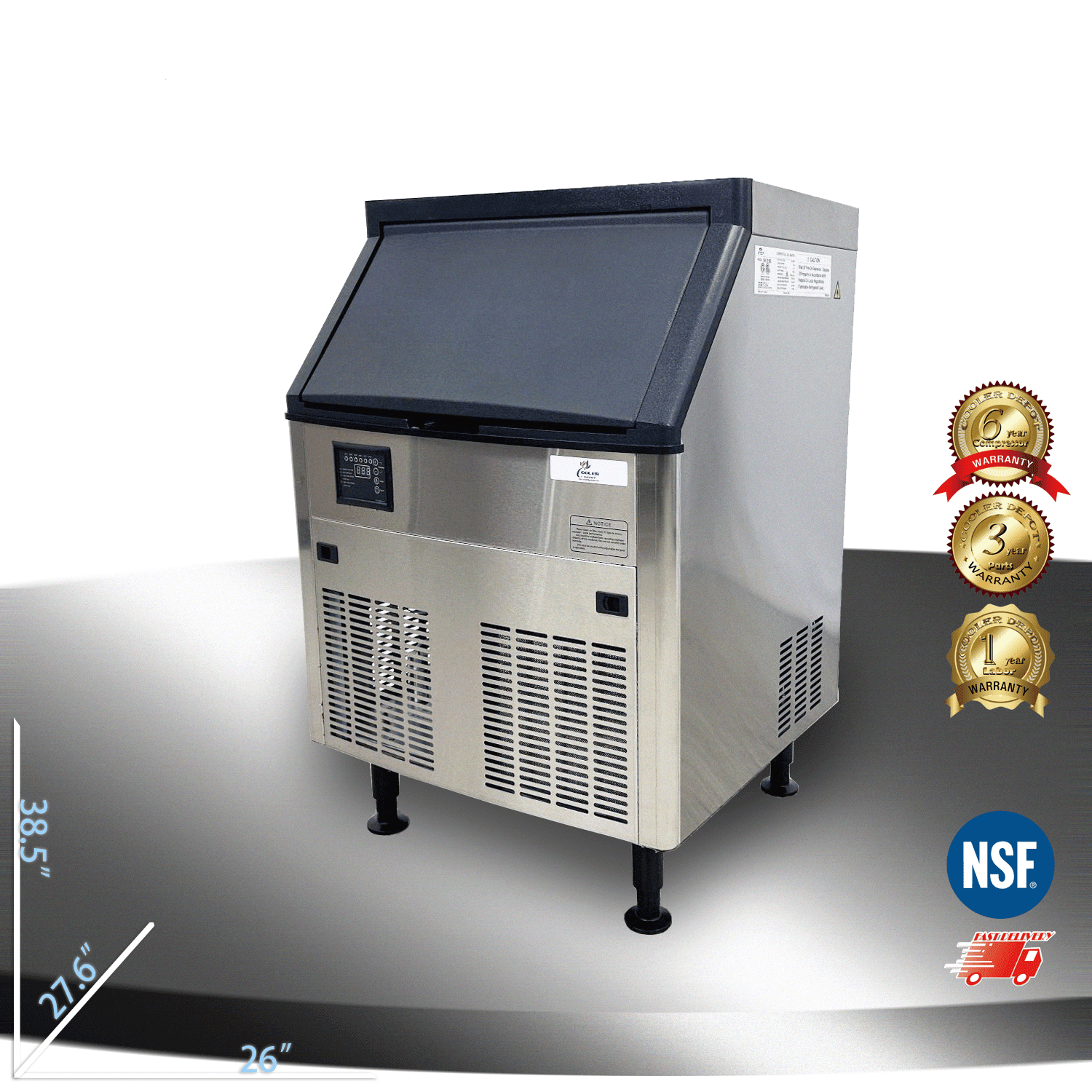 Cooler Depot 280Lbs/24H Commercial Ice Maker, ETL, 80Lbs Storage, NSF Certified