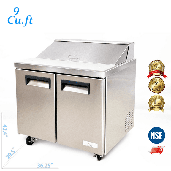 Cooler Depot 36" Wide,  9 cu ft, Refrigerated Sandwich Prep Table, NSF Certified.