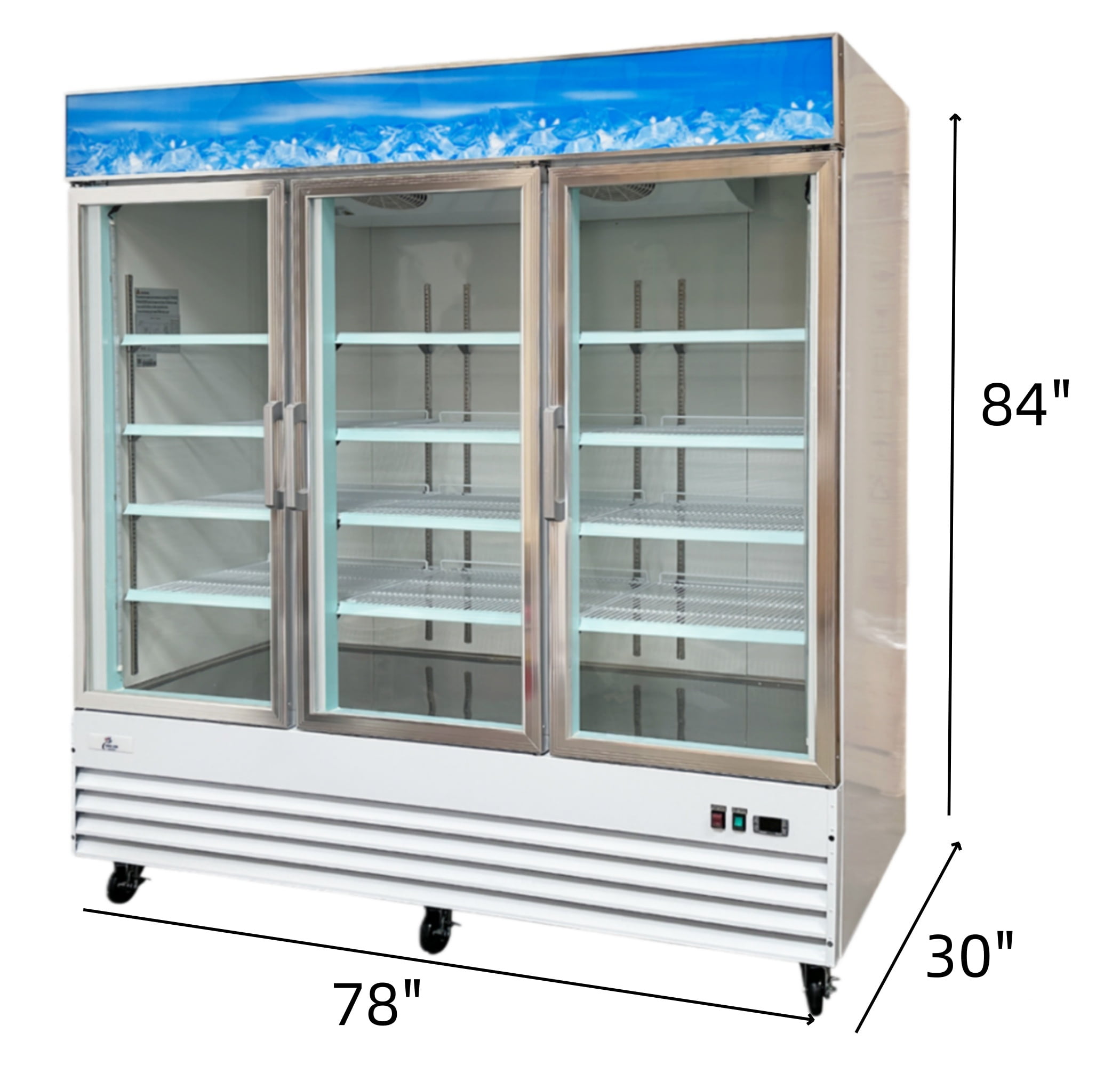 Cooler Depot 53 Cu. Ft. 78.3 Inches 3 Glass Door Commercial Beverage Display Refrigerator