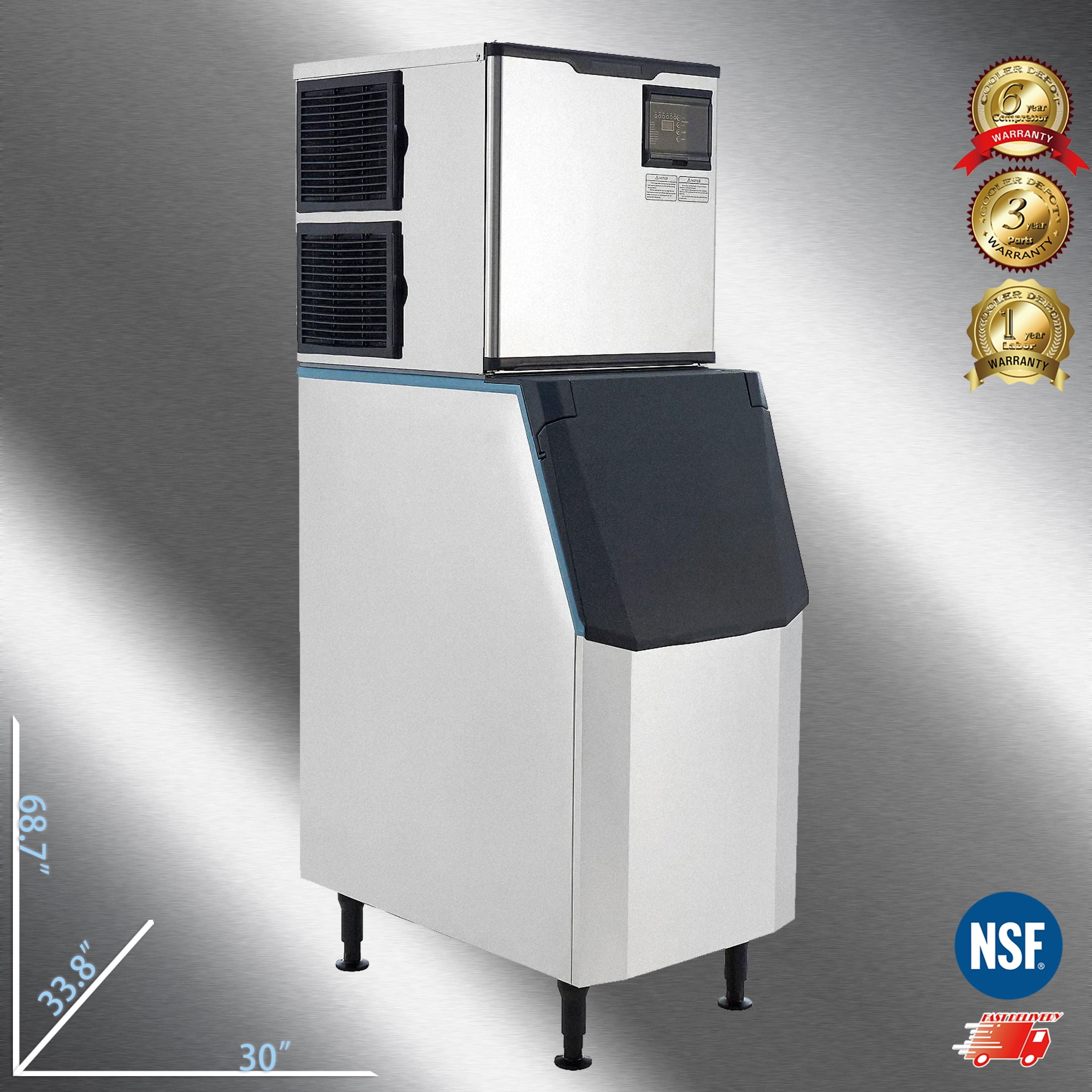 Cooler Depot 700 lb Commercial Half Cube Ice Maker Machine for Milk Tea & Coffee, Model SK-729