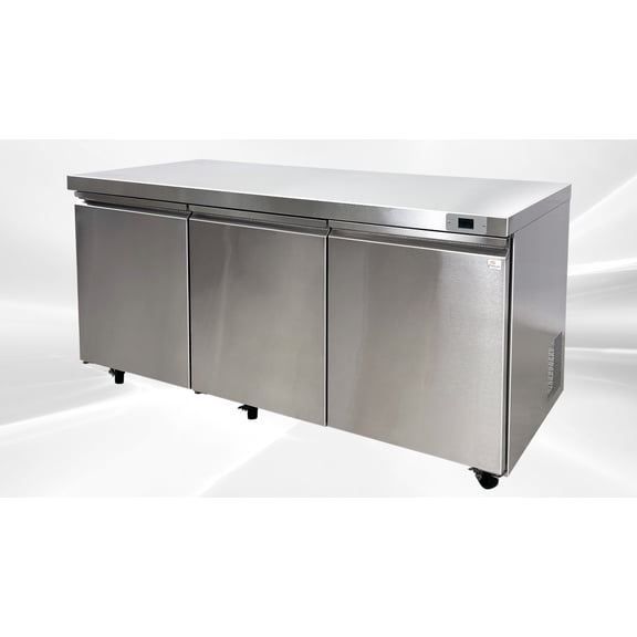 Cooler Depot 72 In. 16.6 Cu.ft Stainless Steel Undercounter Freezer TUC72F, NSF Certified