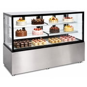 Cooler Depot 72 Refrigerated Cake Showcase Bakery Cooling Display Case, Curved Glass Commercial Bakery Display Refrigerator, LED Lighting, Adjustable Shelves, ETL Certified