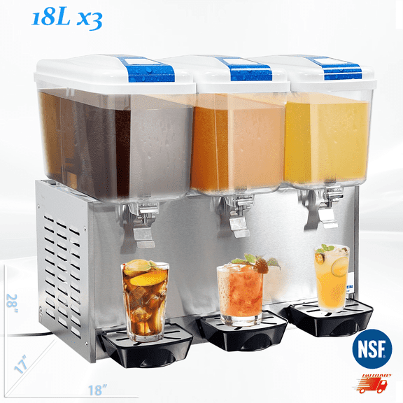 Cooler Depot Stainless Steel 18L Commercial 3-Compartment Beverage Dispenser