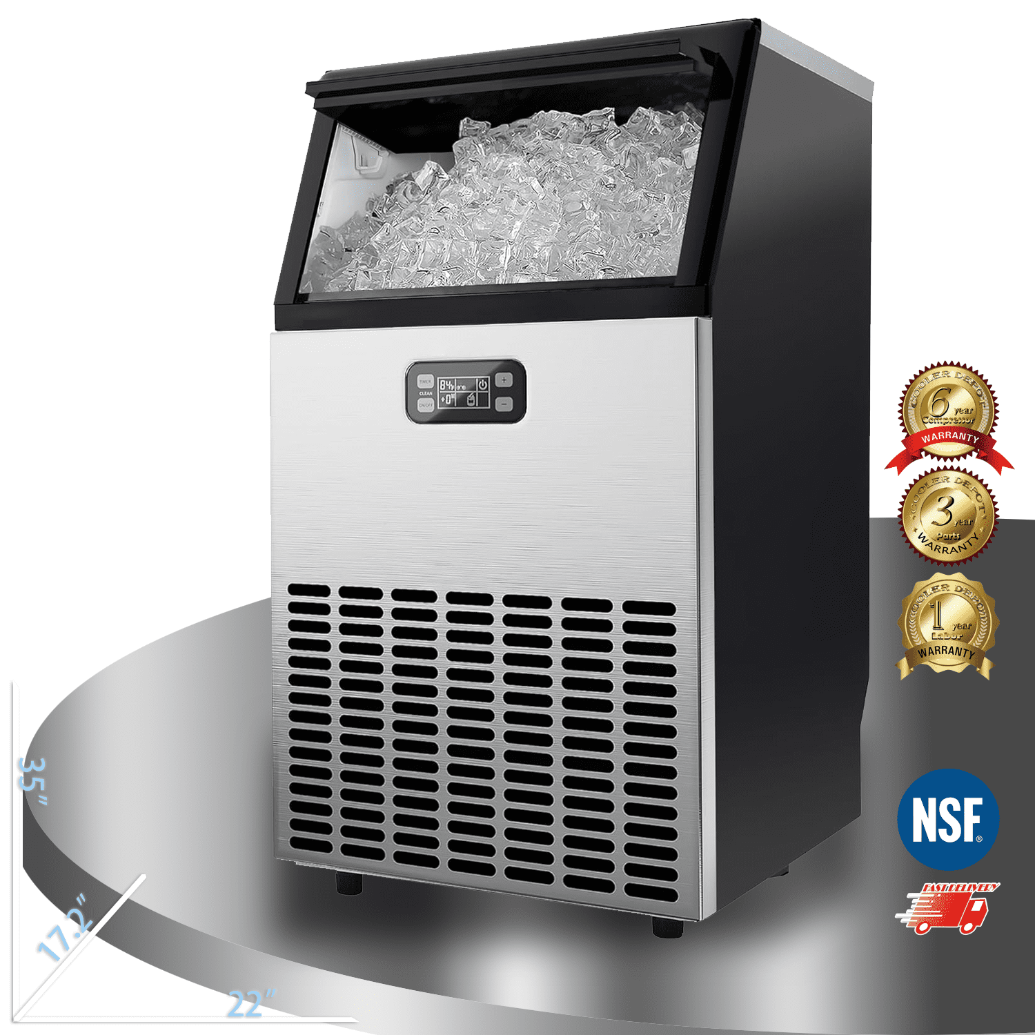 Cooler Depot Commercial Ice Maker  260Lbs/24H, ETL, 55Lbs Storage, NSF Certified