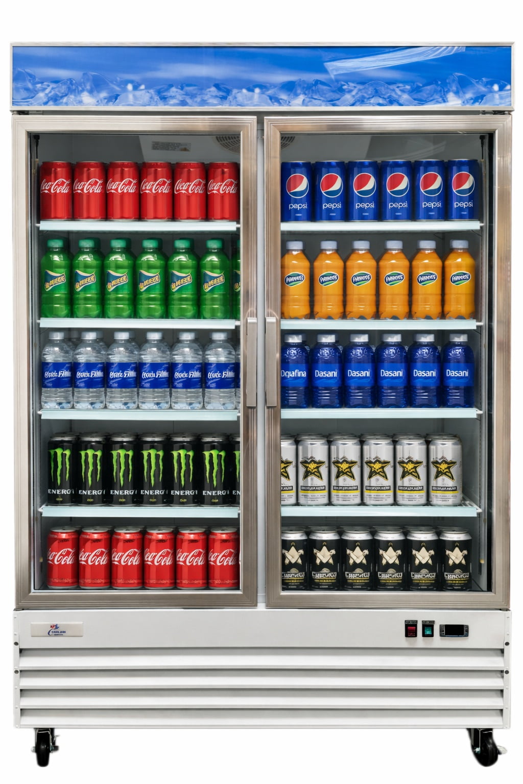 Cooler Depot Commercial Merchandiser Refrigerator, 54 inch, 45 cu. ft,  2 glass door cooler, NSF Certified.