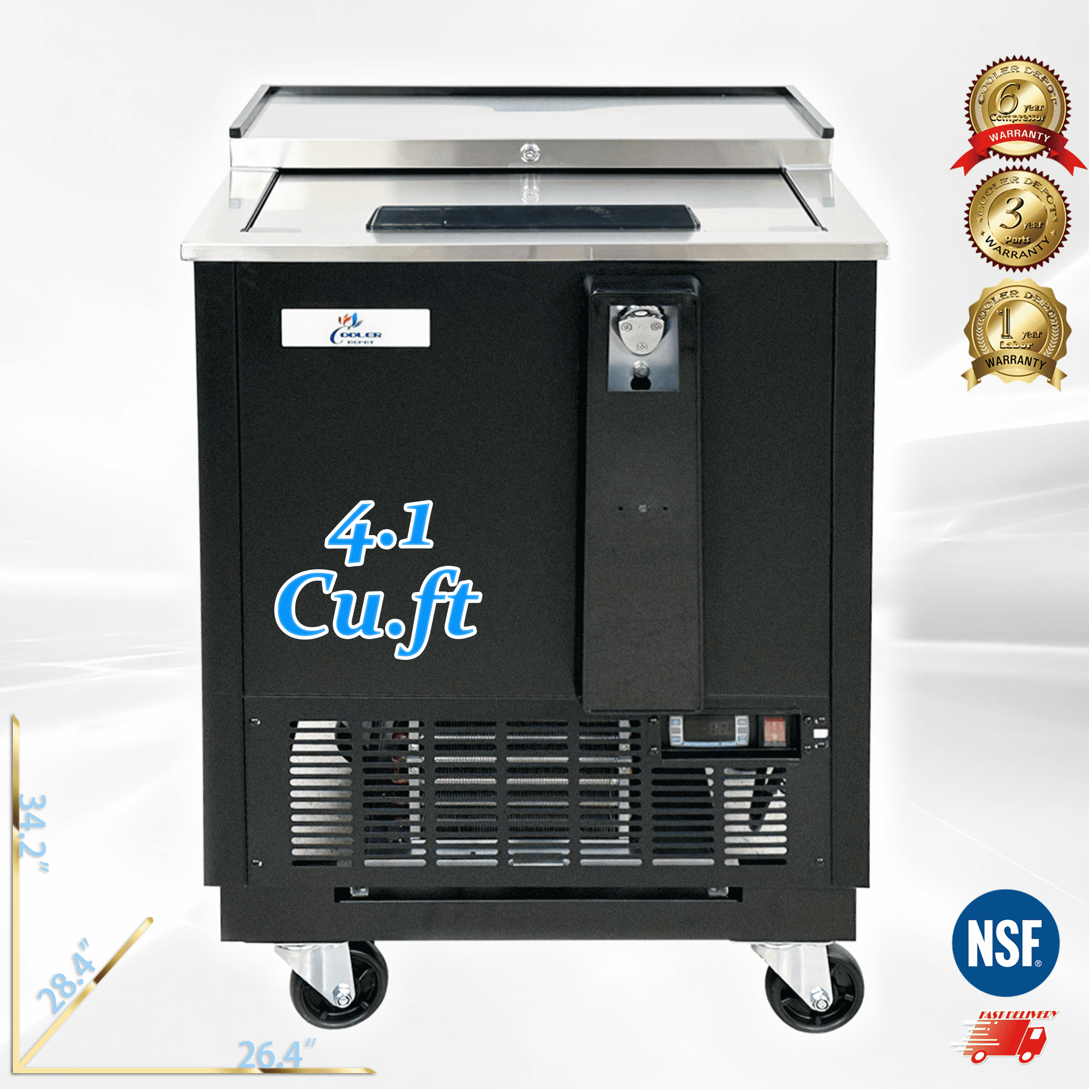 Cooler Depot NSF 26" Beer Bottle Cooler with Cap Catcher, Model JBC-25